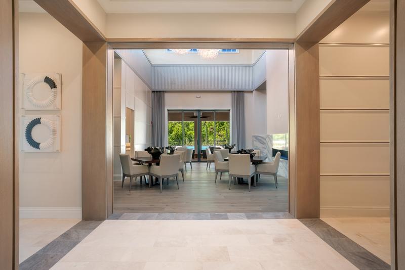 Entry gallery looking toward the private dining room — Ritz-Carlton Residences at Grande Lakes, Orlando FL